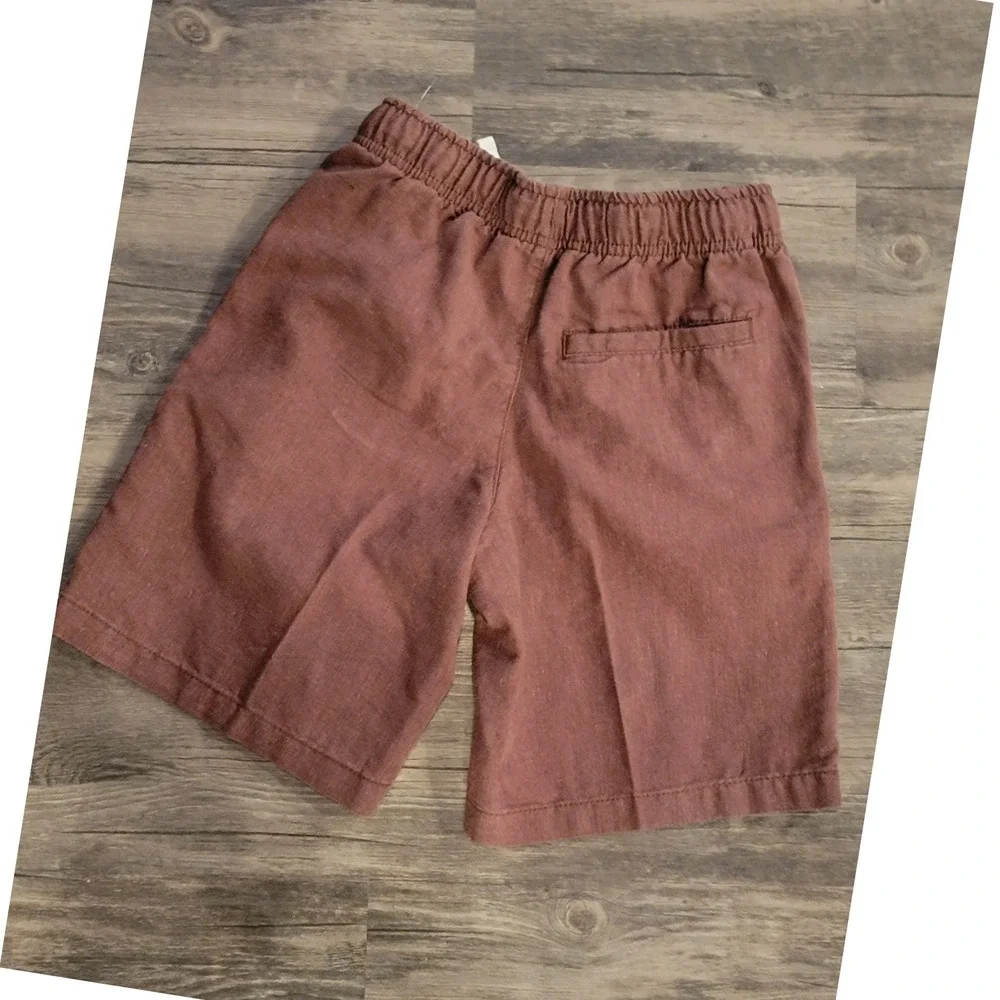 Old Navy Boys Rust Brown Linen Blend Pull On‎ Shorts Size L 10-12 Drawstring